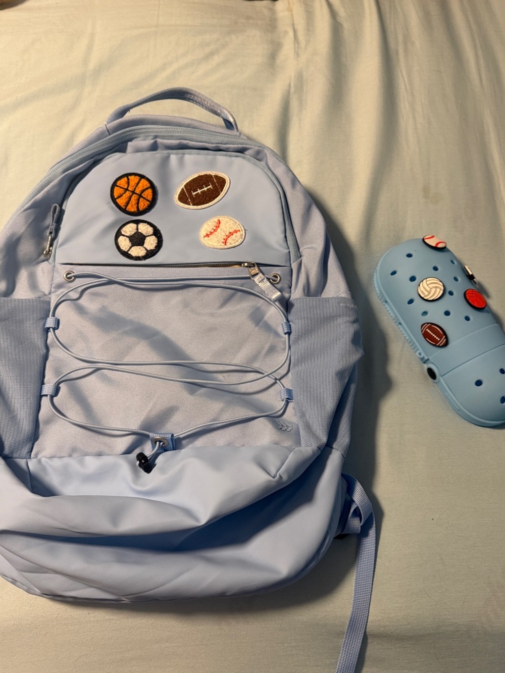 all in motion Light Blue Kids Sports Patch Backpack and pencil case